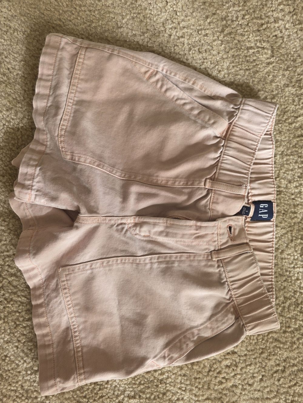 GAP Light Pink High-Waist Elastic Cotton Shorts